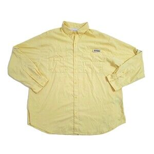 Columbia PFG Mens 2XL Vented Fishing Boating Shirt Yellow Long Sleeve Trail Hike